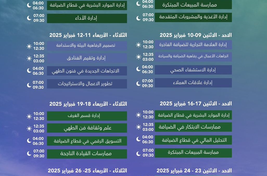 ندعوكم للانضمام إلى البرامج التدريبية المعلن عنها لشهر فبراير